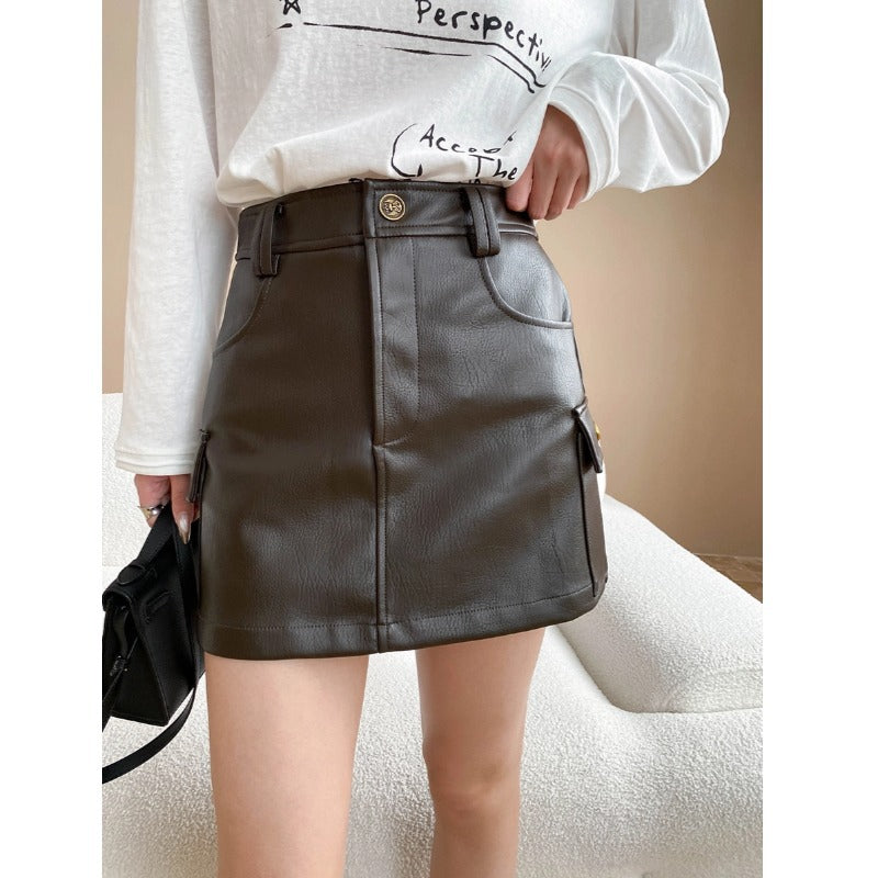 Brown Leather Skirt