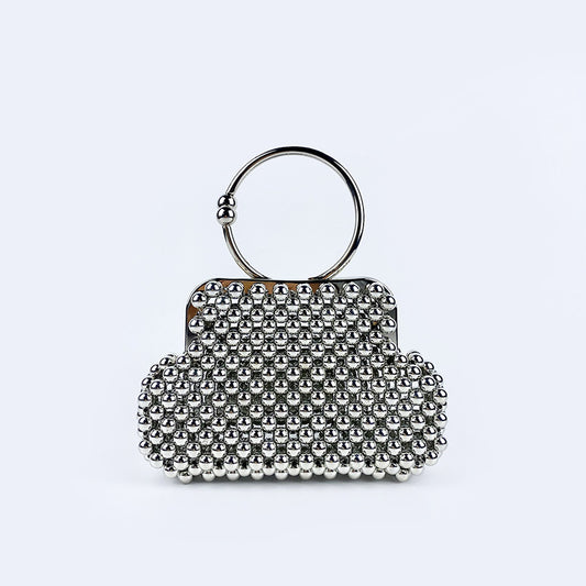 Niche Personality Shell Briefcase Handmade Beaded Fairy Small Bag Women High Sense Pearl Clipped Button Handbags