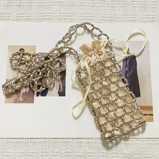 Crossbody Bag Handmade Beaded Weave Niche Metal Beaded Bag Holiday All Matching