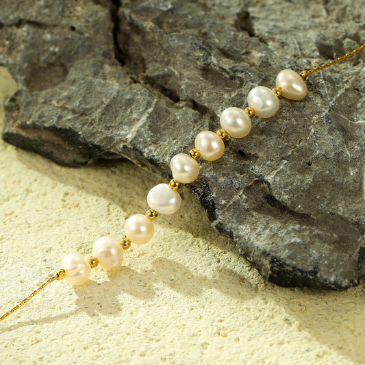 All Match Pearl Adjustable 18K Gold Titanium Steel Bracelets Simple Elegant Stainless Steel Bracelet Bracelet Accessories - Wanita Store