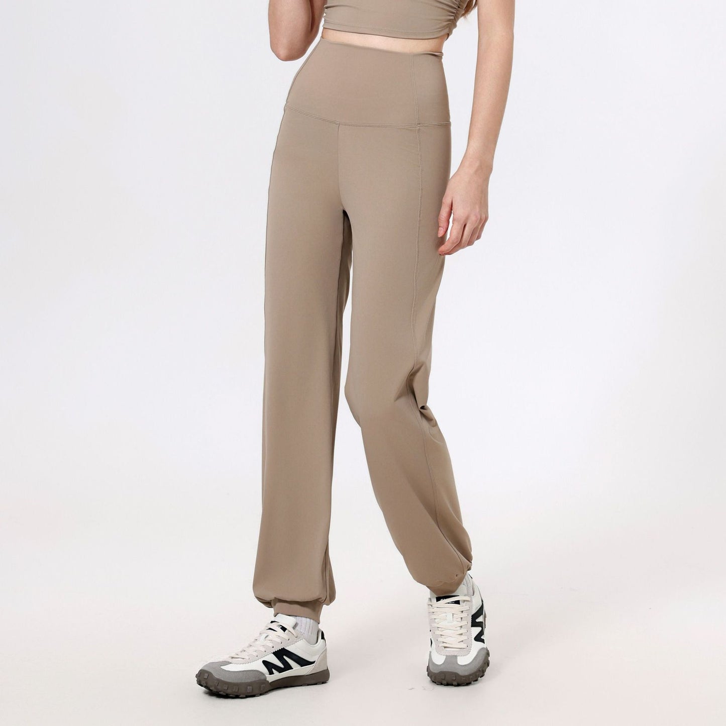 High Waist Belly Contracting Sports Loose Straight Ankle Tied Trousers Women Quick Drying Running Fitness Pants Nude Feel Yoga Pants