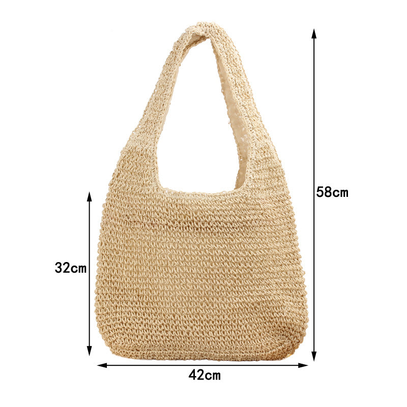 Shoulder Straw Bag Mori Hand Woven Bag Casual Large Capacity Beach Bag