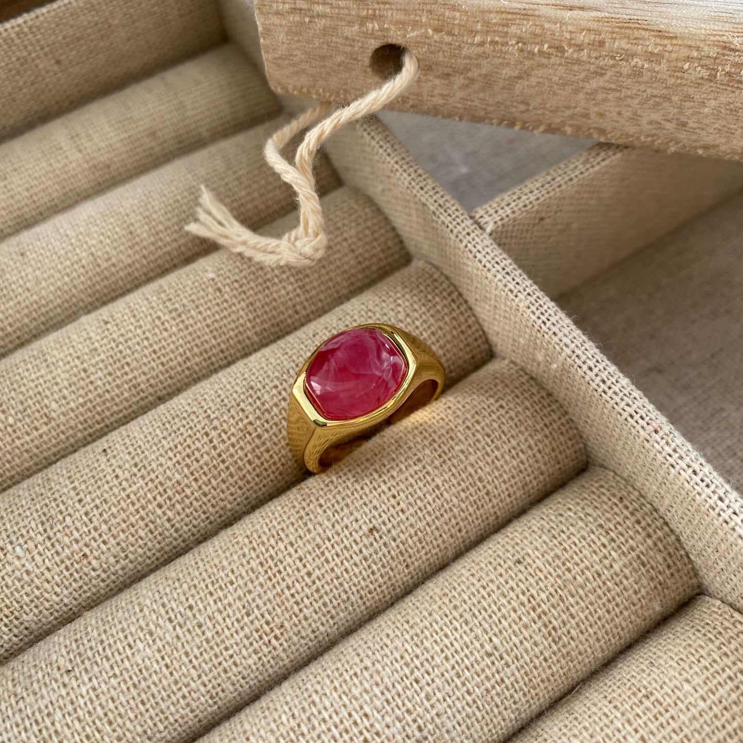 Red Gemstone Ring Special Interest Design Adjustable Open Ended Ring Elegant High Sense All Matching Graceful Index Finger Ring - Wanita Store