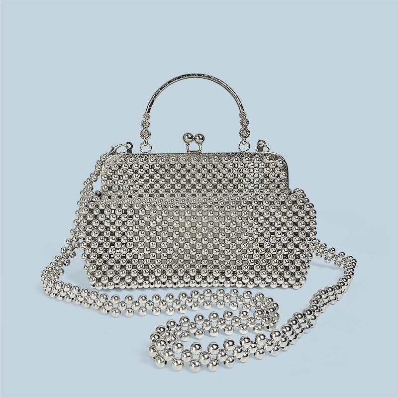 Handmade Beaded Bag Diamond Chain Handbag Casual Office Shoulder Bag Box Bag Western Texture