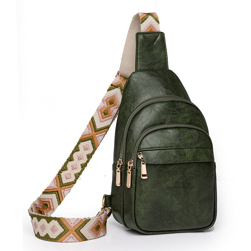 Textured Chest Bag Faux Leather Women Chest Bag One Shoulder Crossbody Simple Stylish Casual Motorcycle Bag Women