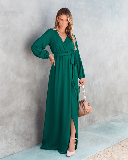 Women Summer Vacation New V Neck Long Sleeve Dress - Wanita Store