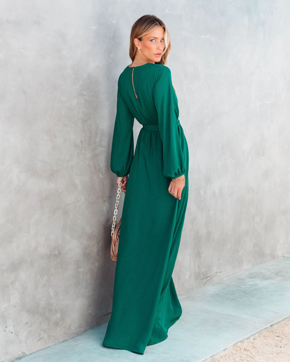 Women Summer Vacation New V Neck Long Sleeve Dress - Wanita Store