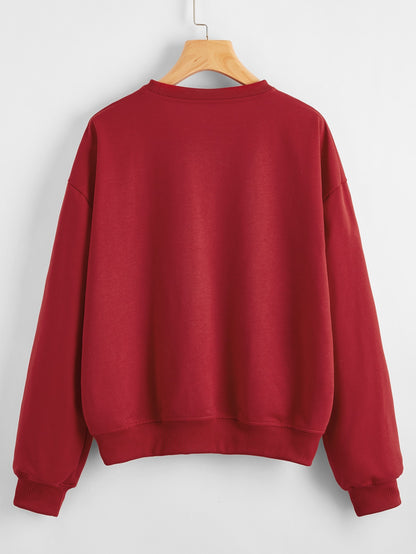 Christmas New Long Sleeve Sweatshirt Loose Girl Cartoon Sweatshirt Round Neck Printed - Wanita Store