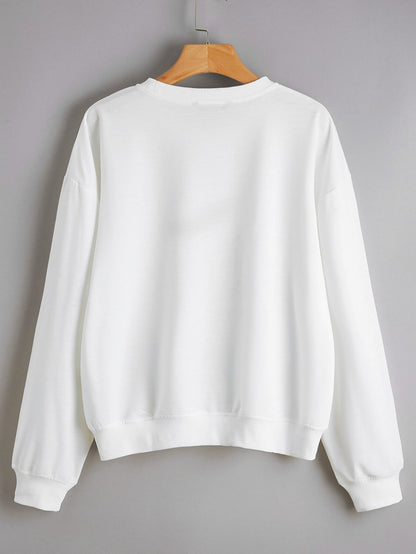 Christmas New Long Sleeve Sweatshirt Loose Girl Cartoon Sweatshirt Round Neck Printed - Wanita Store