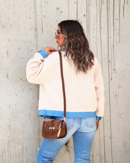 Fall Winter Simple New Mao Spell Denim Jacket Women - Wanita Store