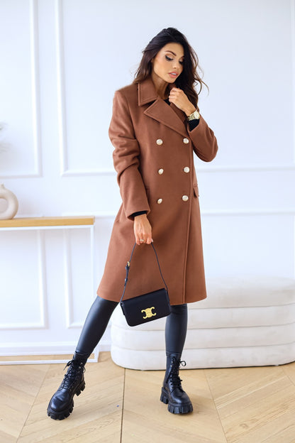 Autumn Winter Simplicity Long Sleeve Collared Double Breasted Woolen Coat Women Clothing - Wanita Store