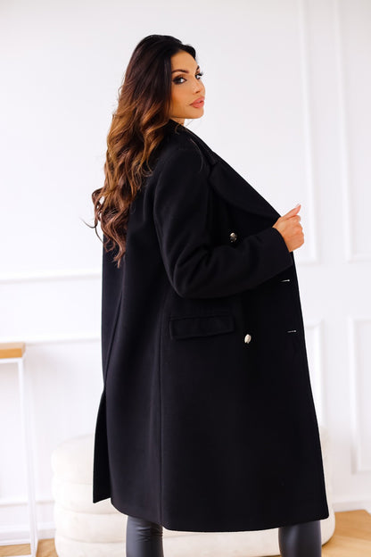 Autumn Winter Simplicity Long Sleeve Collared Double Breasted Woolen Coat Women Clothing - Wanita Store