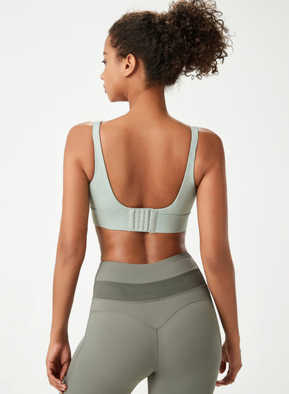 Sports Bra Women Buckle Yoga Bra Fixed Cup Sports Bra Fitness Vest - Wanita Store