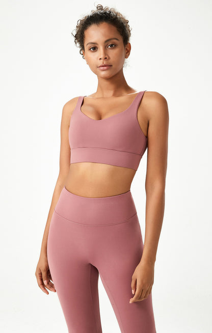 Sports Bra Women Buckle Yoga Bra Fixed Cup Sports Bra Fitness Vest - Wanita Store