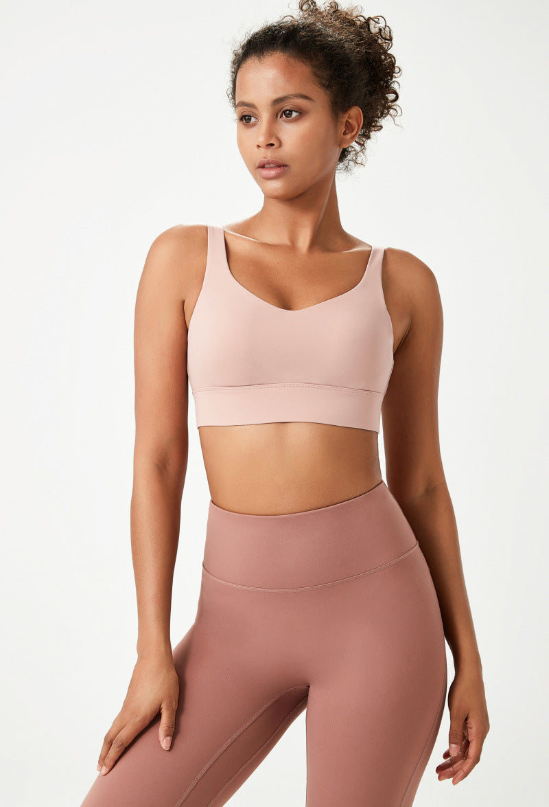 Sports Bra Women Buckle Yoga Bra Fixed Cup Sports Bra Fitness Vest
