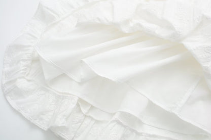 Pure Dignified White Dress Summer Lady Square Collar Mid Length Dress Women - Wanita Store