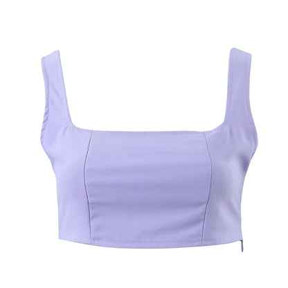 Winter Women Clothing Short Small Tank Top Top High Waist Buckle Casual Pants Suit Women - Wanita Store