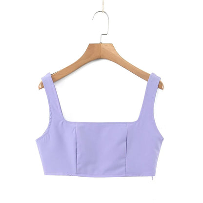 Winter Women Clothing Short Small Tank Top Top High Waist Buckle Casual Pants Suit Women - Wanita Store