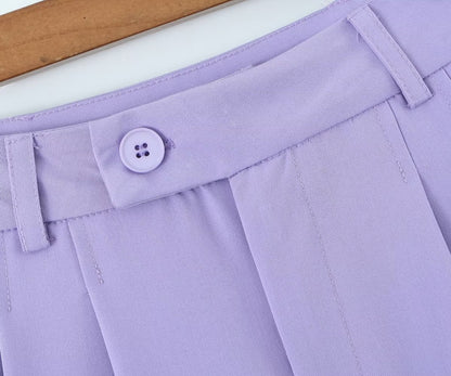 Winter Women Clothing Short Small Tank Top Top High Waist Buckle Casual Pants Suit Women - Wanita Store