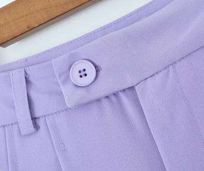 Winter Women Clothing Short Small Tank Top Top High Waist Buckle Casual Pants Suit Women - Wanita Store