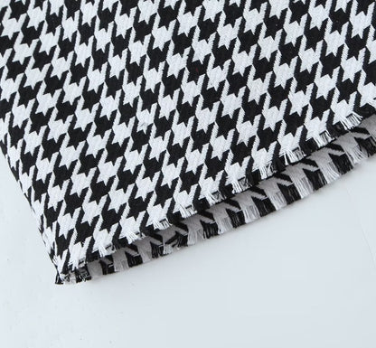 Fall Women Clothing Houndstooth Knitted All Matching V neck Strap Dress - Wanita Store