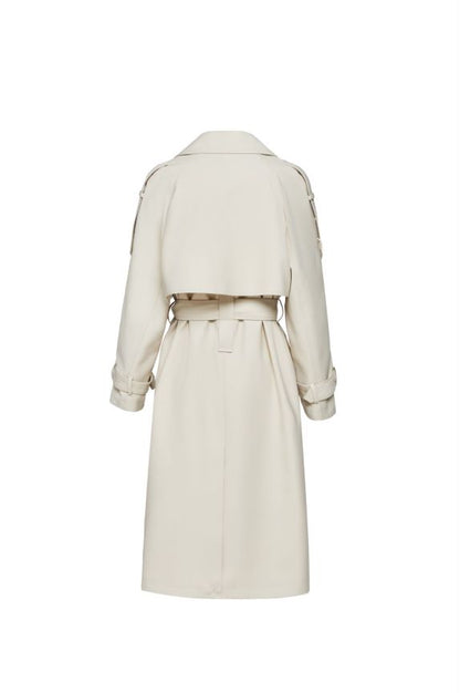 Element Kate Trench Coat Women Long Spring Autumn Retro British Lace up Collar Loose Overcoat - Wanita Store