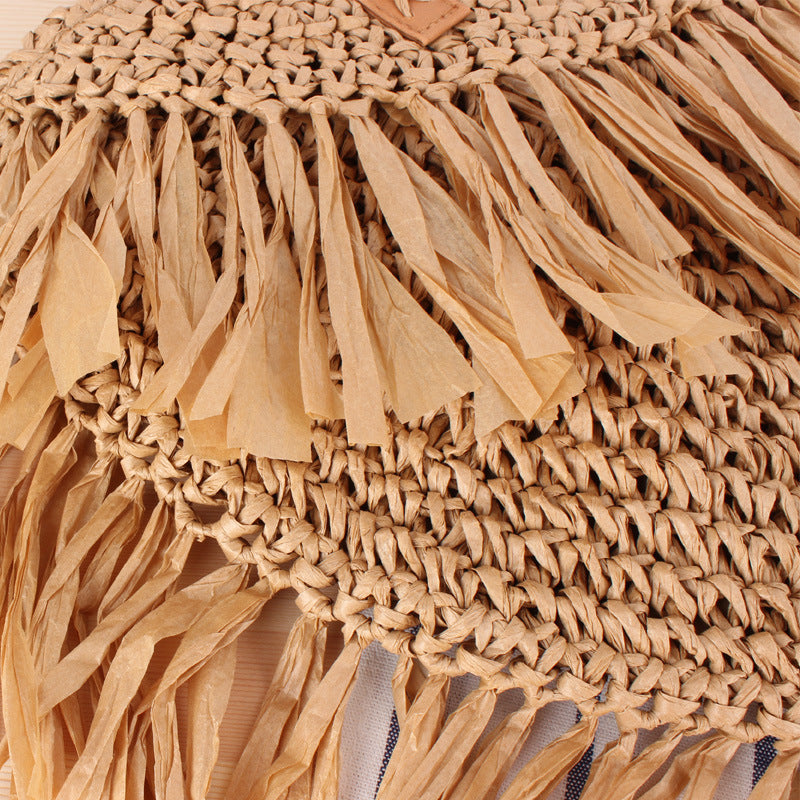 Semicircle Tassel Shoulder Straw Bag Panicle Paper Woven Bag Beach Bag Women Bag