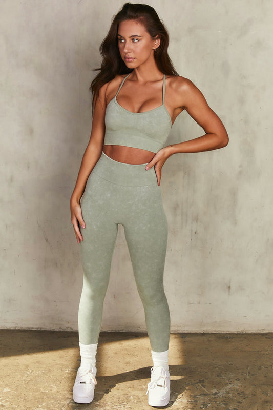 Seamless Stone Washed Workout Bra Shorts Sports Suit Running Body Tight Five Piece Set