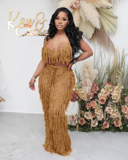 Sexy See through Knitted Hand Crochet Tassel Beach Suit - Wanita Store