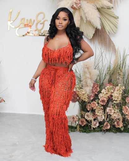 Sexy See through Knitted Hand Crochet Tassel Beach Suit - Wanita Store