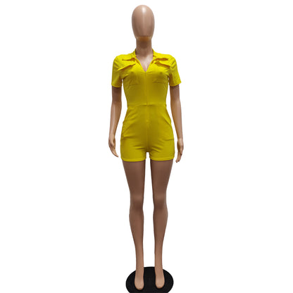 Sexy Solid Color Multi Pocket Jumpsuit - Wanita Store