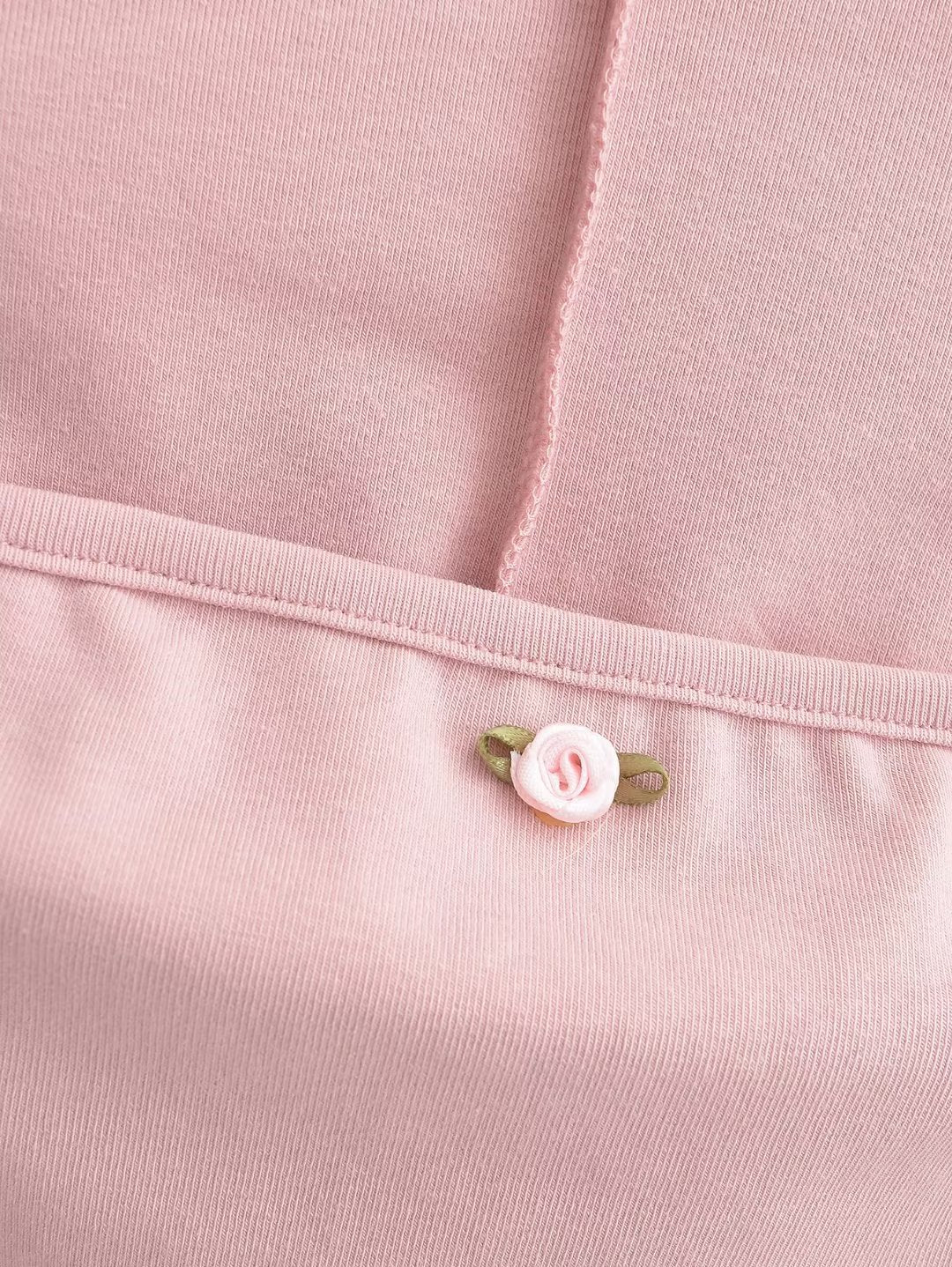 Sexy Sweet Cool Sexy Rose Two Piece Set Top Women Flat Mouth Bandeau Camisole Long Sleeve Cardigan