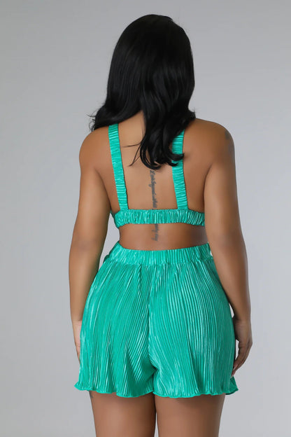 Women Clothing Summer Sexy Sleeveless V neck Folding Suspender Jumpsuit - Wanita Store