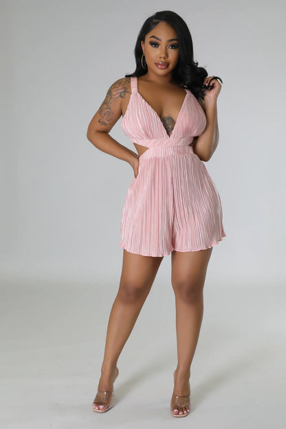 Women Clothing Summer Sexy Sleeveless V neck Folding Suspender Jumpsuit - Wanita Store
