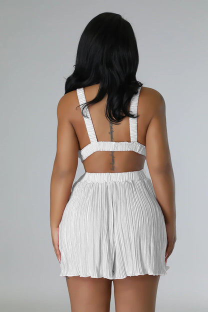 Women Clothing Summer Sexy Sleeveless V neck Folding Suspender Jumpsuit - Wanita Store