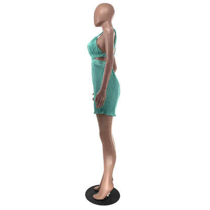 Women Clothing Summer Sexy Sleeveless V neck Folding Suspender Jumpsuit - Wanita Store