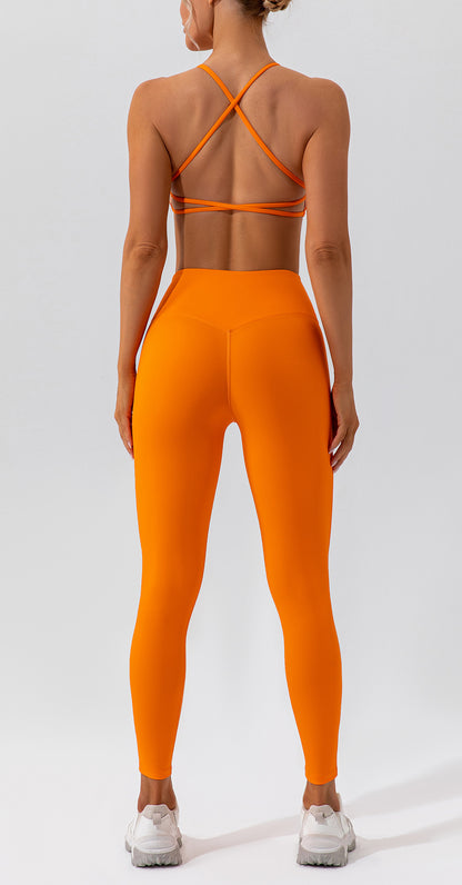 Spring Sports Suit Women Fitness Casual Running Quick Drying Nude Feel Skinny Yoga Clothes Suit - Wanita Store