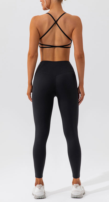 Spring Sports Suit Women Fitness Casual Running Quick Drying Nude Feel Skinny Yoga Clothes Suit - Wanita Store