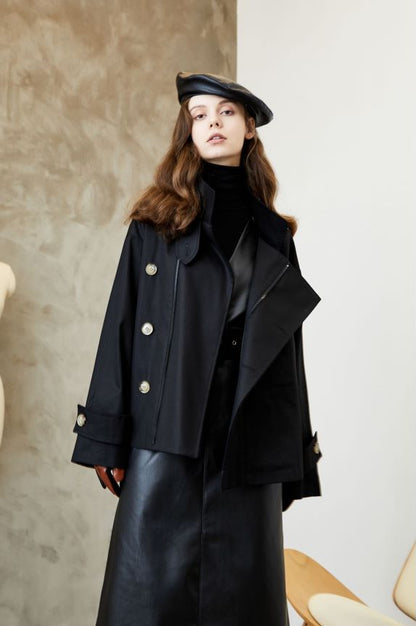 Element Trench Coat for Women Spring Autumn Korean Profile Loose Cargo Small Coat - Wanita Store