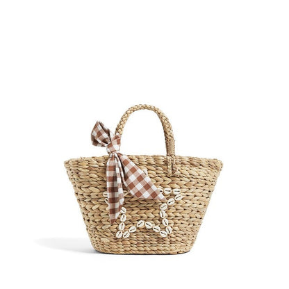 Straw Bag Woven Bag Beach Bag Summer Seaside Holiday Handmade Embroidery Mori Girl Bag - Wanita Store
