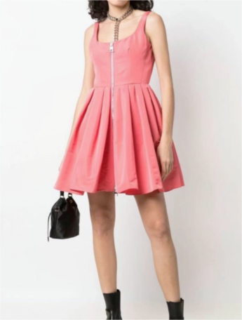 Spring Sexy Deep V Plunge Zipper Design Sling Vest Dress Bright Color Evening Dress