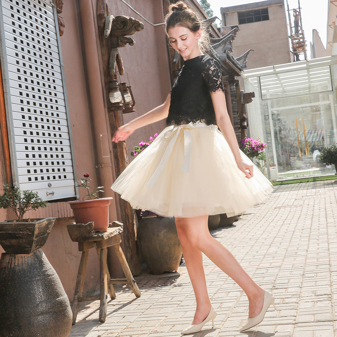 Women Clothing Tutu Skirt Layers Mesh Tulle Skirt