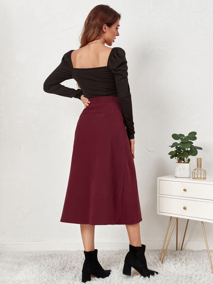 Women Clothing Boutique Corduroy Skirt Single Breasted High Waist Autumn Winter Maxi Women Skirt - Wanita Store