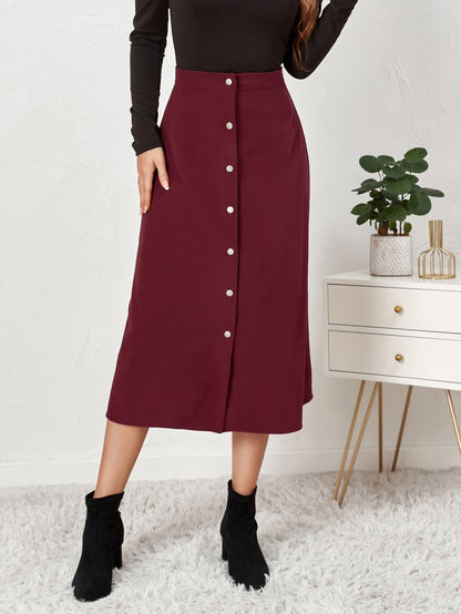 Women Clothing Boutique Corduroy Skirt Single Breasted High Waist Autumn Winter Maxi Women Skirt - Wanita Store