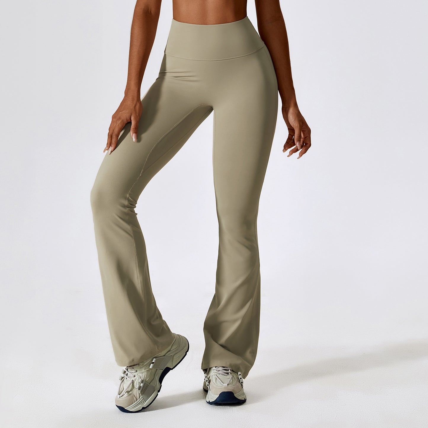 Sollinarry Wide Leg Tight Nude Feel Hip Lifting Yoga Bell Bottom Pants Dance High Waist Bootcut Casual Sports Pants