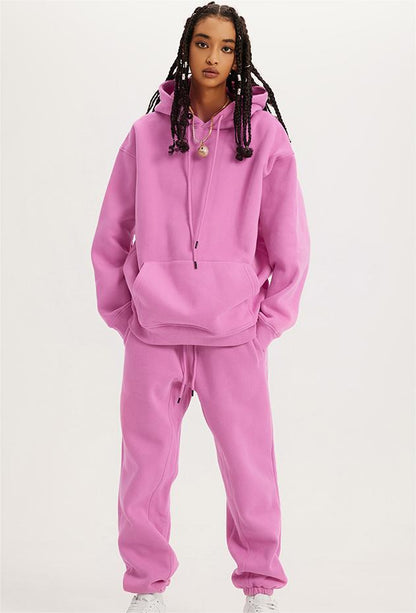 Clothing Autumn Winter Brand Fleece Padded Hooded Solid Color Hoodie sets - Wanita Store