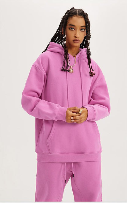 Clothing Autumn Winter Brand Fleece Padded Hooded Solid Color Hoodie sets - Wanita Store