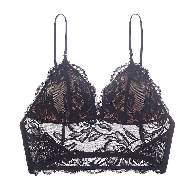 Multiple Wear Backless Sexy Lingerie Women Triangle Cup Wireless Thin Sling Beautiful Back Sexy Lace Bra