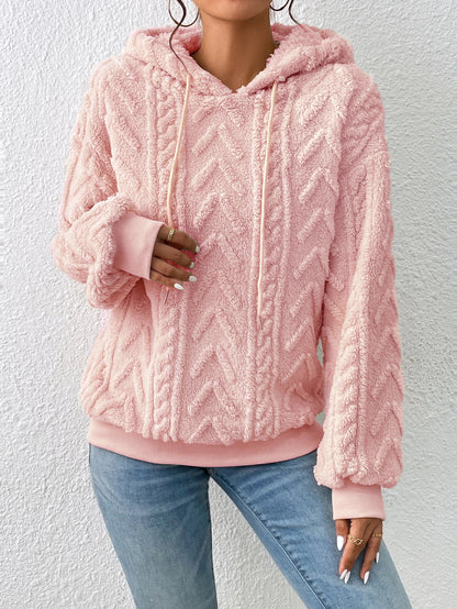 Fall Winter Women Pullover Sweatshirt Flannel Hooded Loose Plush Jacket - Wanita Store