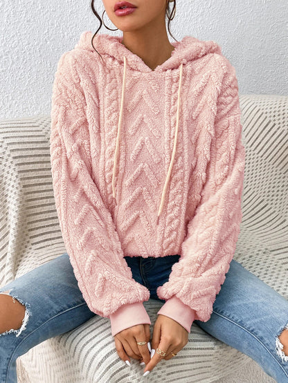 Fall Winter Women Pullover Sweatshirt Flannel Hooded Loose Plush Jacket - Wanita Store